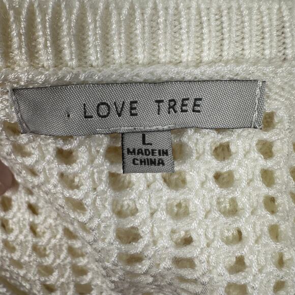 Love Tree Open Knit Top Blouse Sleeveless Cream Large Boho Festival Beach Hippie - Picture 10 of 11